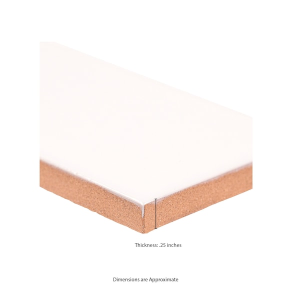 Msi Metro White Bullnose 2'' X 8'' Glossy Ceramic Wall Tile, 15PK - ZOR-PT-TR-0253