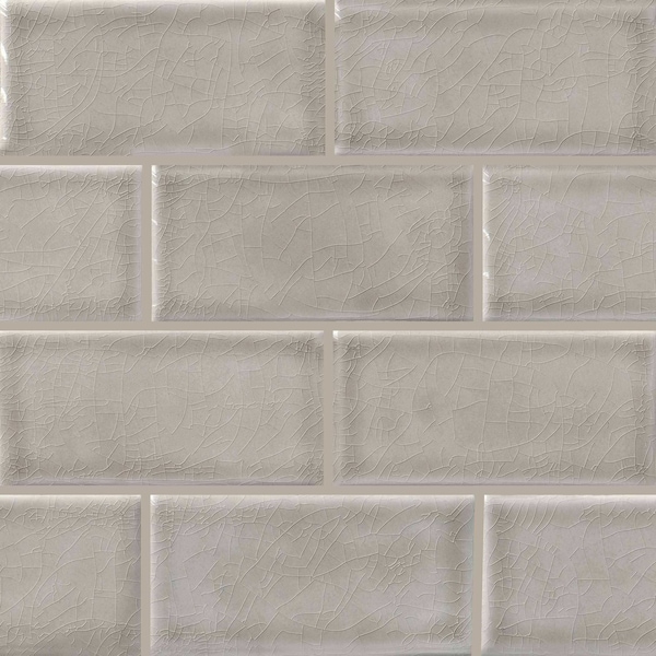 Msi Dove Gray Handcrafted 3 In. X 6 In. Glossy Ceramic Gray Subway Tile, 8PK - ZOR-MD-T-0116