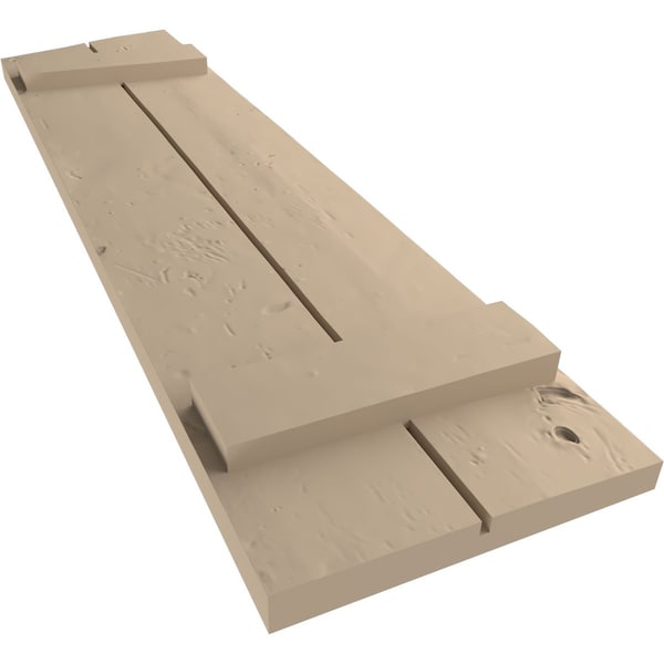 Ekena Millwork Knotty Pine 2 Board Joined Board-n-Batten w/Elliptical Top Faux Wood Shutters, 11W x 84H, PR - SHUBJL11X84KPPR