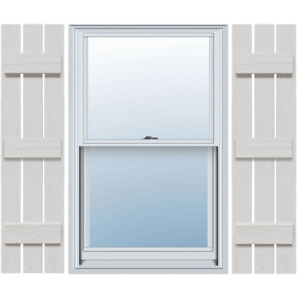 Ekena Millwork Timberthane Faux Rustic Three Board Spaced Board-n-Batten Faux Wood Shutters, 17 1/8W x 75H, PR - FBS06S17X075RUF