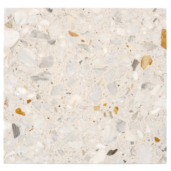 Apollo Tile 24x24 in. Polished Ivory White and Gray Terrazzo Wall and Floor Tile 15.5 sq ft/case, 4PK - TRZ88CALPOLA