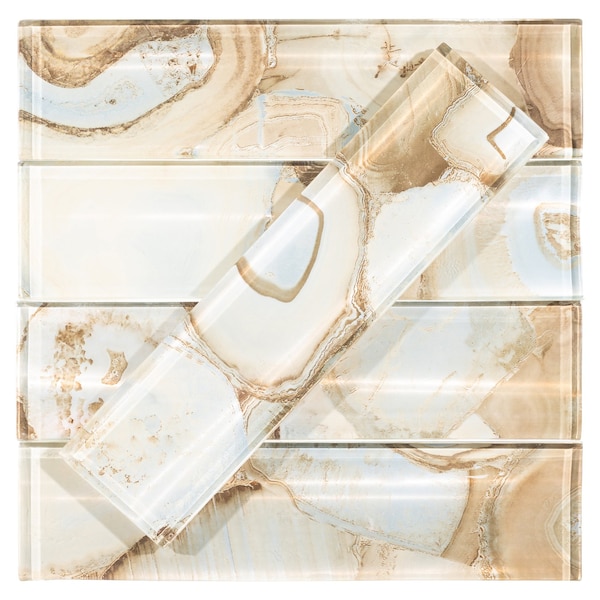 Andova Tiles ANDOVA TILES Myst 3" x 12" Glass Marble Look Subway Wall Tile, PK15 - ANDMYS245