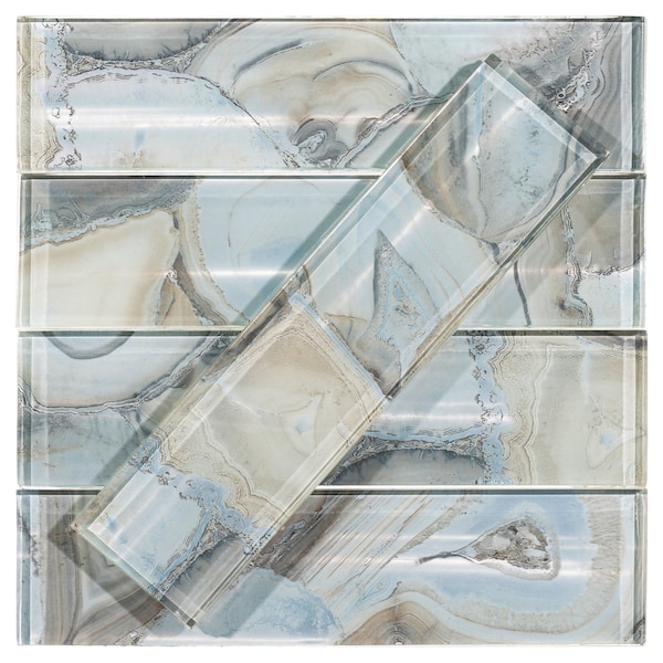Andova Tiles ANDOVA TILES Myst 3" x 12" Glass Marble Look Subway Wall Tile, PK15 - ANDMYS244