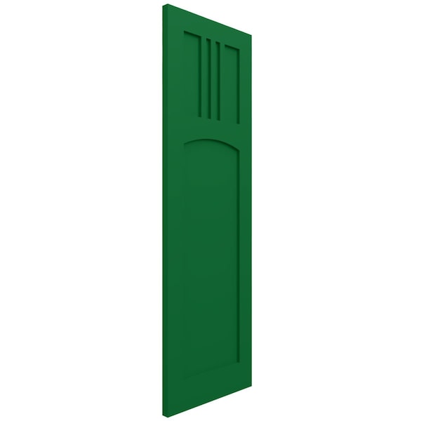 Ekena Millwork True Fit PVC San Miguel Mission Style Fixed Mount Shutters, Viridian Green, 18W x 37H, PR - TFP001SM18X037HG