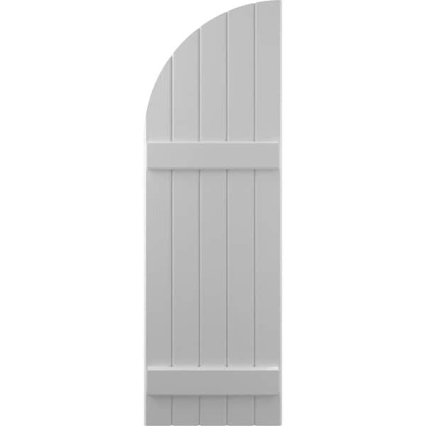 Ekena Millwork Americraft 5-Board (2 Batten) Wood Joined Board-n-Batten Shutters w/ Arch Top, ARW101BQ518X63PRH - ARW101BQ518X63PRH