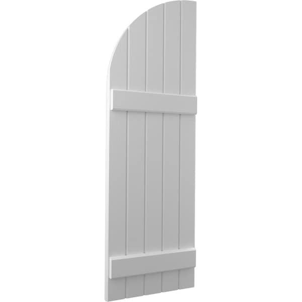 Ekena Millwork Americraft 5-Board (2 Batten) Wood Joined Board-n-Batten Shutters w/ Arch Top, ARW101BQ518X63PRH - ARW101BQ518X63PRH