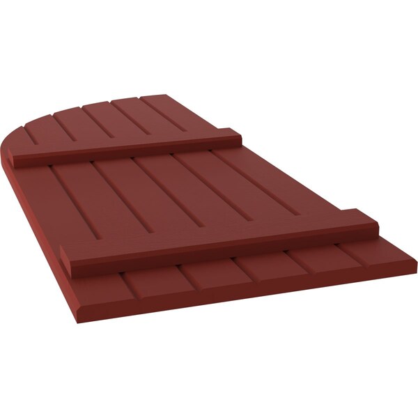 Ekena Millwork Americraft 6-Board (2 Batten) Wood Joined Board-n-Batten Shutters w/ Arch Top, ARW101BQ621X70MRH, PR - ARW101BQ621X70MRH