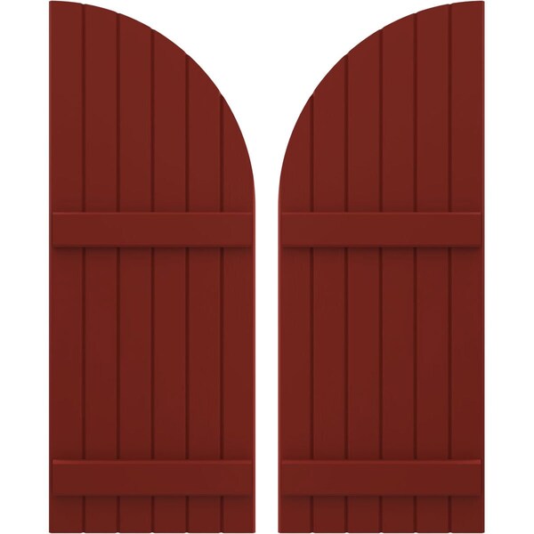 Ekena Millwork Americraft 6-Board (2 Batten) Wood Joined Board-n-Batten Shutters w/ Arch Top, ARW101BQ621X70MRH, PR - ARW101BQ621X70MRH