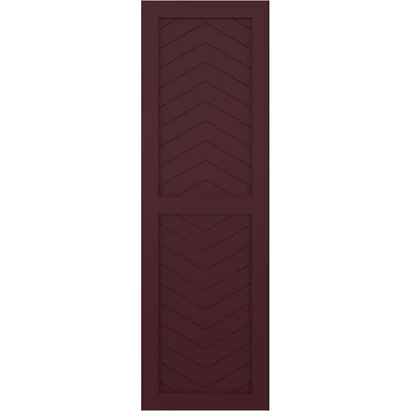 Ekena Millwork True Fit PVC Two Panel Chevron Modern Style Fixed Mount Shutters, Wine Red, 15W x 32H, PR - TFP101CV15X032WR