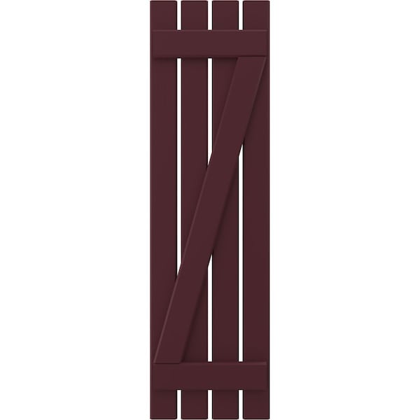 Ekena Millwork Americraft 4-Board (2 Batten) Wood Spaced Board-n-Batten Shutters w/ Z-Bar, ARW102SB415X63WRH, PR - ARW102SB415X63WRH