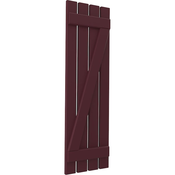 Ekena Millwork Americraft 4-Board (2 Batten) Wood Spaced Board-n-Batten Shutters w/ Z-Bar, ARW102SB415X63WRH, PR - ARW102SB415X63WRH