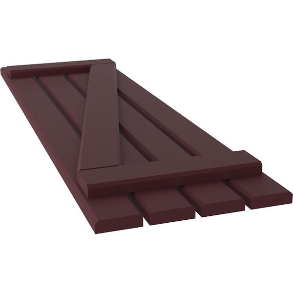 Ekena Millwork Americraft 4-Board (2 Batten) Wood Spaced Board-n-Batten Shutters w/ Z-Bar, ARW102SB415X63WRH, PR - ARW102SB415X63WRH