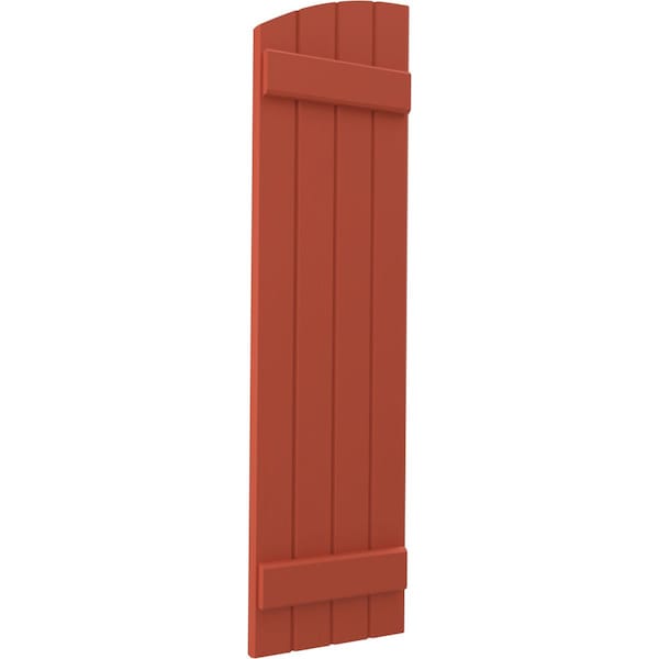 Ekena Millwork Americraft 4-Board (2 Batten) Wood Joined Board-n-Batten Shutters w/Ellipt Top, ARW101BE414X56CLH, PR - ARW101BE414X56CLH