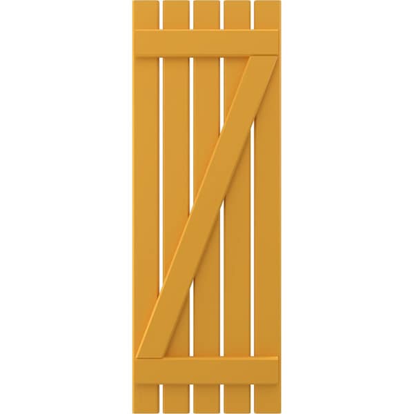 Ekena Millwork Americraft 5-Board (2 Batten) Wood Spaced Board-n-Batten Shutters w/ Z-Bar, ARW102SB519X73TUH, PR - ARW102SB519X73TUH