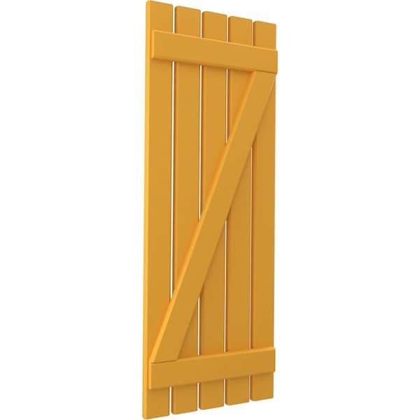 Ekena Millwork Americraft 5-Board (2 Batten) Wood Spaced Board-n-Batten Shutters w/ Z-Bar, ARW102SB519X73TUH, PR - ARW102SB519X73TUH