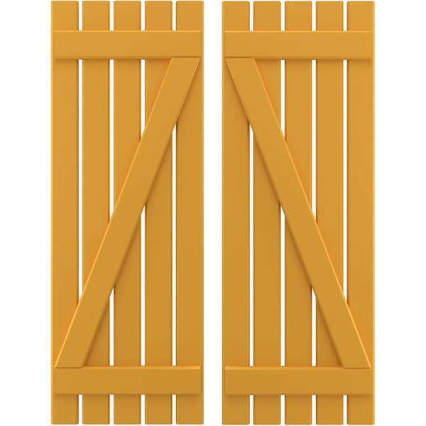 Ekena Millwork Americraft 5-Board (2 Batten) Wood Spaced Board-n-Batten Shutters w/ Z-Bar, ARW102SB519X73TUH, PR - ARW102SB519X73TUH