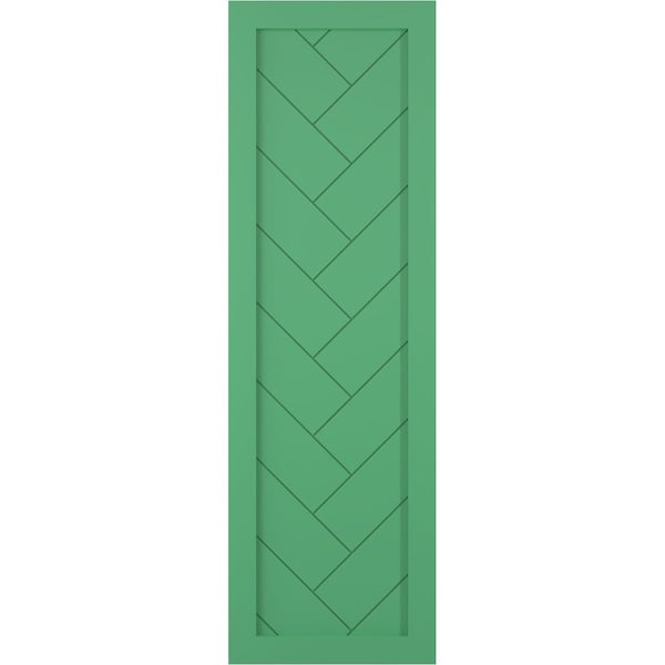 Ekena Millwork True Fit PVC Single Panel Herringbone Modern Style Fixed Mount Shutters, Lilly Pads, 15W x 37H, PR - TFP001HB15X037LP