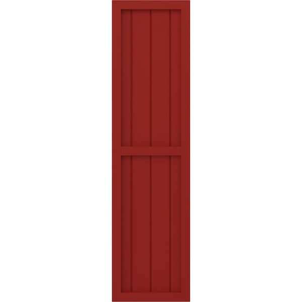Ekena Millwork Americraft 4-Board Exterior Wood 2 Equal Panel Framed Board-n-Batten Shutters, ARW101BF414X31BRH, PR - ARW101BF414X31BRH