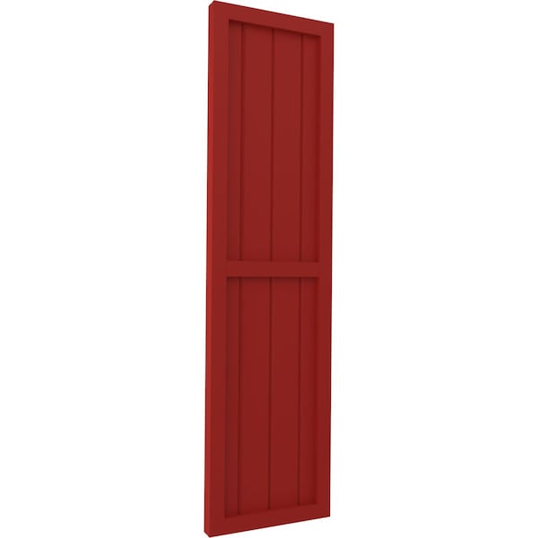 Ekena Millwork Americraft 4-Board Exterior Wood 2 Equal Panel Framed Board-n-Batten Shutters, ARW101BF414X31BRH, PR - ARW101BF414X31BRH
