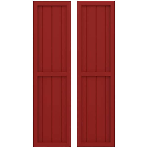 Ekena Millwork Americraft 4-Board Exterior Wood 2 Equal Panel Framed Board-n-Batten Shutters, ARW101BF414X31BRH, PR - ARW101BF414X31BRH