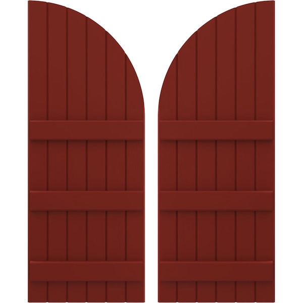Ekena Millwork Americraft 6-Board (3 Batten) Wood Joined Board-n-Batten Shutters w/ Arch Top, ARW401BQ621X68MRH, PR - ARW401BQ621X68MRH