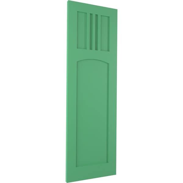 Ekena Millwork True Fit PVC San Miguel Mission Style Fixed Mount Shutters, Lilly Pads, 15W x 66H, PR - TFP001SM15X066LP