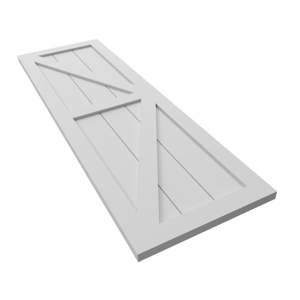 Ekena Millwork True Fit PVC Two Equal Panel Farmhouse Fixed Mount Shutters w/ Z-Bar, White , 18W x 31H, PR - TFP102FH18X031WH