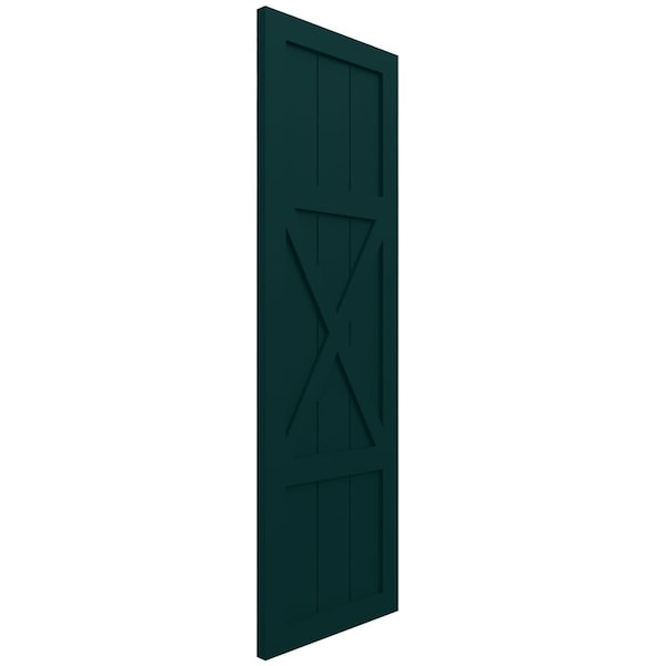 Ekena Millwork True Fit PVC Center X-Board Farmhouse Fixed Mount Shutters, Thermal Green , 15W x 52H, PR - TFP107FH15X052FG