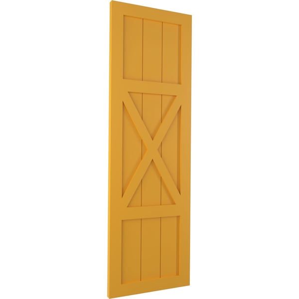 Ekena Millwork True Fit PVC Center X-Board Farmhouse Fixed Mount Shutters, Turmeric , 18W x 35H, PR - TFP107FH18X035TU