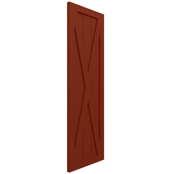 Ekena Millwork True Fit PVC Single X-Board Farmhouse Fixed Mount Shutters, Pepper Red, 15W x 67H, PR - TFP001FH15X067MR