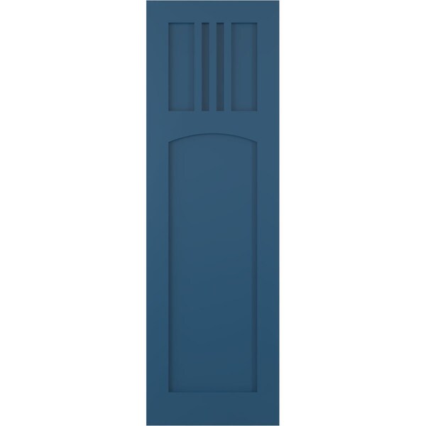 Ekena Millwork True Fit PVC San Miguel Mission Style Fixed Mount Shutters, Sojourn Blue, 12W x 57H, PR - TFP001SM12X057HB