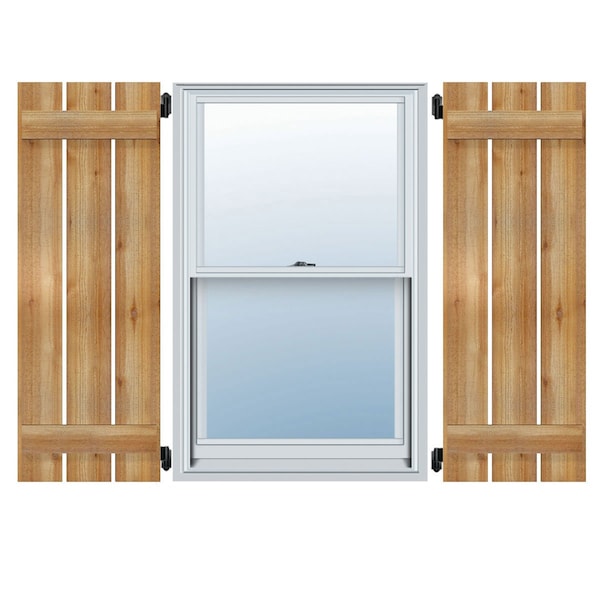 Ekena Millwork Spaced Board-n-Batten Shutters, Rough Sawn Western Red Cedar, 34 3/4W x 35H, PR - RBS06S35X035RWR
