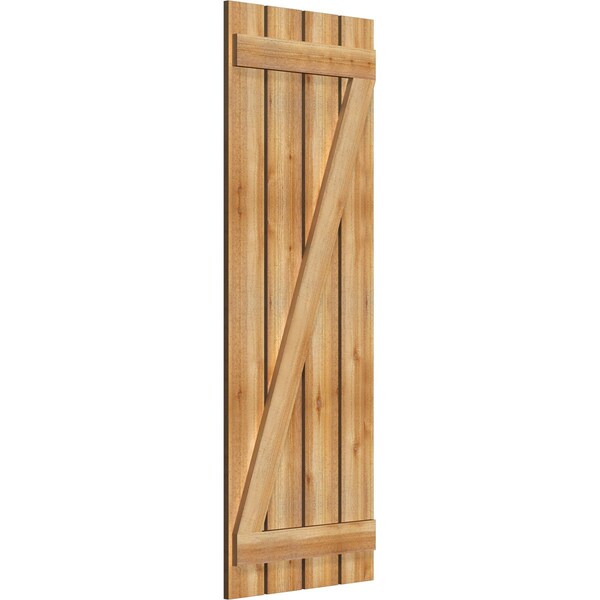 Ekena Millwork Spaced Board-n-Batten Shutters w/Z-Bar, Rough Sawn Western Red Cedar, 23W x 63H, PR - RBS06Z23X063RWR