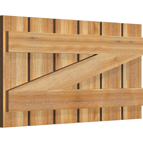Ekena Millwork Spaced Board-n-Batten Shutters w/Z-Bar, Rough Sawn Western Red Cedar, 34 3/4W x 18H, PR - RBS06Z35X018RWR