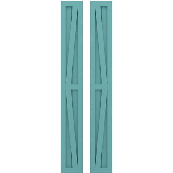 Ekena Millwork Americraft 2-Board Wood 2 Equal Panel Frmd Board-n-Batten Shutters w/Dubl Z-Bar, ARW102BF207X39PTH, PR - ARW102BF207X39PTH