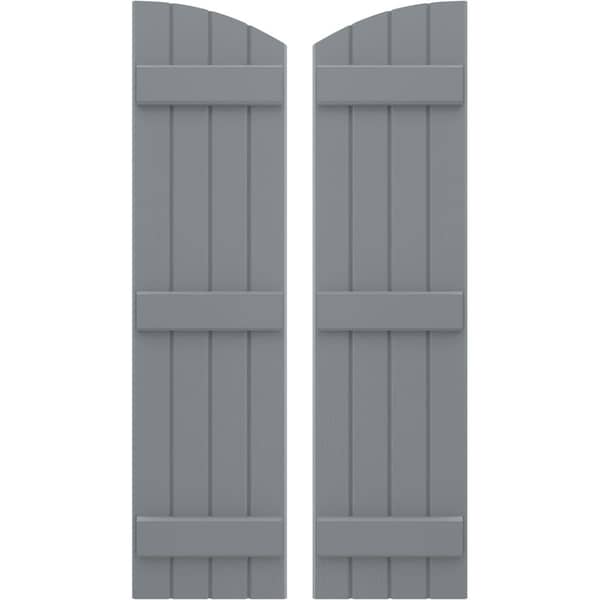 Ekena Millwork Americraft 4-Board (3 Batten) Wood Joined Board-n-Batten Shutters w/Ellipt Top, ARW401BE414X52CHH, PR - ARW401BE414X52CHH