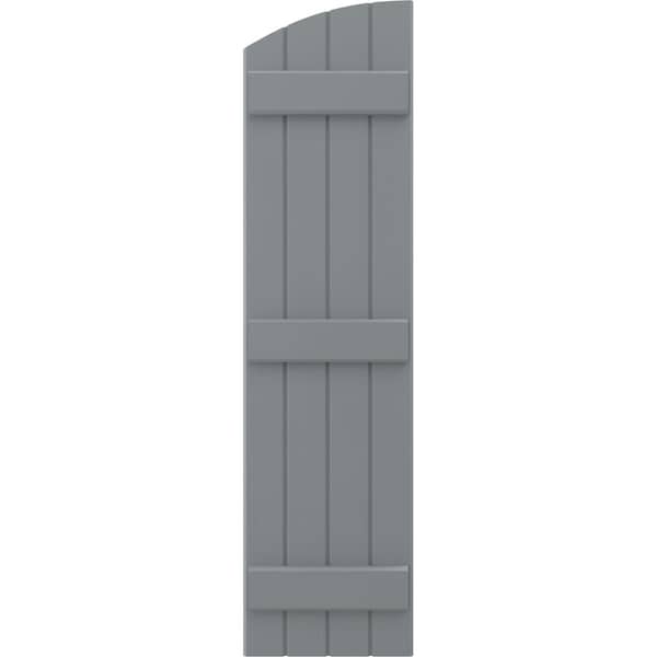 Ekena Millwork Americraft 4-Board (3 Batten) Wood Joined Board-n-Batten Shutters w/Ellipt Top, ARW401BE414X52CHH, PR - ARW401BE414X52CHH