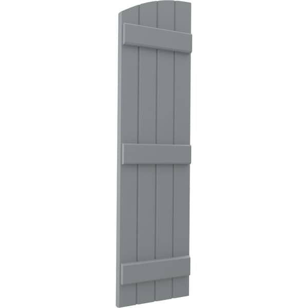 Ekena Millwork Americraft 4-Board (3 Batten) Wood Joined Board-n-Batten Shutters w/Ellipt Top, ARW401BE414X52CHH, PR - ARW401BE414X52CHH