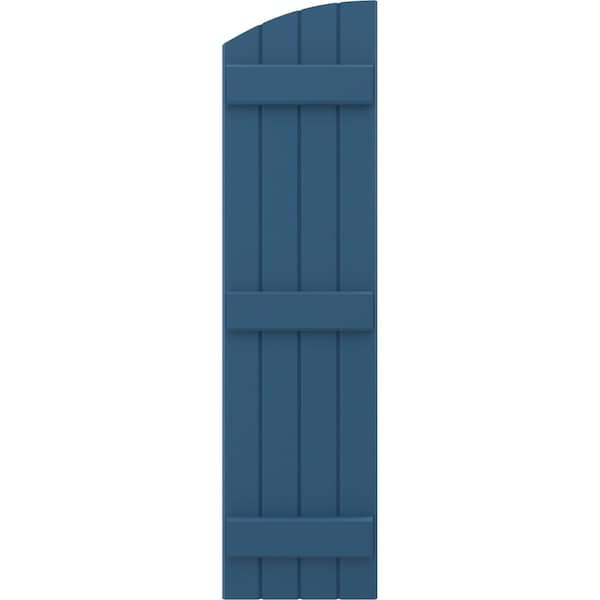 Ekena Millwork Americraft 4-Board (3 Batten) Wood Joined Board-n-Batten Shutters w/Ellipt Top, ARW401BE414X37HBH, PR - ARW401BE414X37HBH