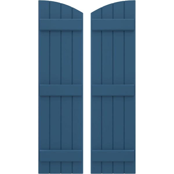 Ekena Millwork Americraft 4-Board (3 Batten) Wood Joined Board-n-Batten Shutters w/Ellipt Top, ARW401BE414X37HBH, PR - ARW401BE414X37HBH