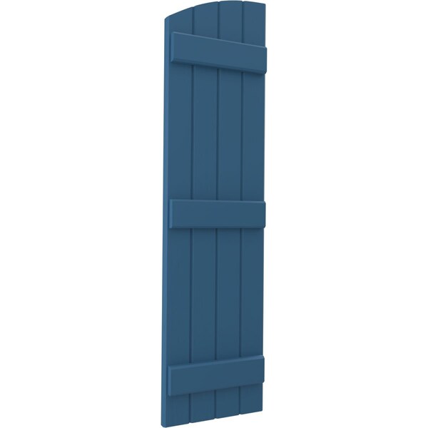 Ekena Millwork Americraft 4-Board (3 Batten) Wood Joined Board-n-Batten Shutters w/Ellipt Top, ARW401BE414X37HBH, PR - ARW401BE414X37HBH
