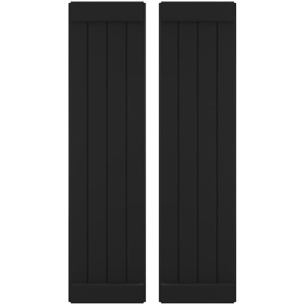 Ekena Millwork Americraft 4-Board Exterior Wood Joined Board-n-Batten Shutters w/ End Batten, ARW103BB414X44BLH, PR - ARW103BB414X44BLH