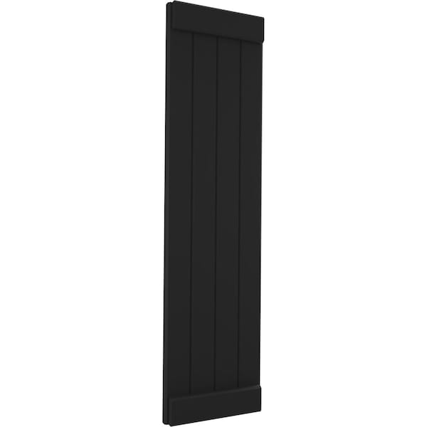 Ekena Millwork Americraft 4-Board Exterior Wood Joined Board-n-Batten Shutters w/ End Batten, ARW103BB414X44BLH, PR - ARW103BB414X44BLH