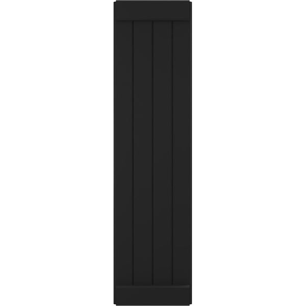 Ekena Millwork Americraft 4-Board Exterior Wood Joined Board-n-Batten Shutters w/ End Batten, ARW103BB414X44BLH, PR - ARW103BB414X44BLH