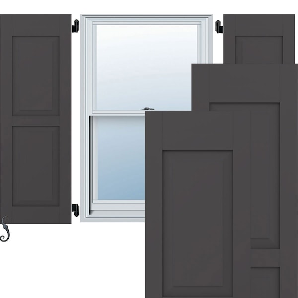 Ekena Millwork Americraft 2 Equal Raised Panel Exterior Real Wood Shutters, RW101RP18X55SMH, PR - RW101RP18X55SMH