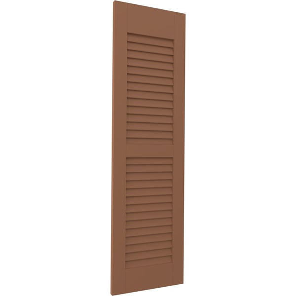 Ekena Millwork 15W x 46H Americraft Two Equal Louver Exterior Real Wood Shutters, Burnt Toffee, PR - RW101LV15X46BTH