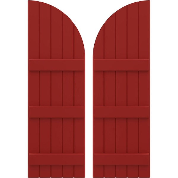 Ekena Millwork Americraft 5-Board (3 Batten) Wood Joined Board-n-Batten Shutters w/ Arch Top, ARW401BQ518X79BRH, PR - ARW401BQ518X79BRH
