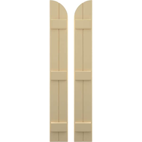 Ekena Millwork Americraft 2-Board (3 Batten) Wood Joined Board-n-Batten Shutters w/ Arch Top, ARW401BQ207X54NTH, PR - ARW401BQ207X54NTH