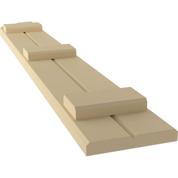 Ekena Millwork Americraft 2-Board (3 Batten) Wood Joined Board-n-Batten Shutters w/ Arch Top, ARW401BQ207X54NTH, PR - ARW401BQ207X54NTH