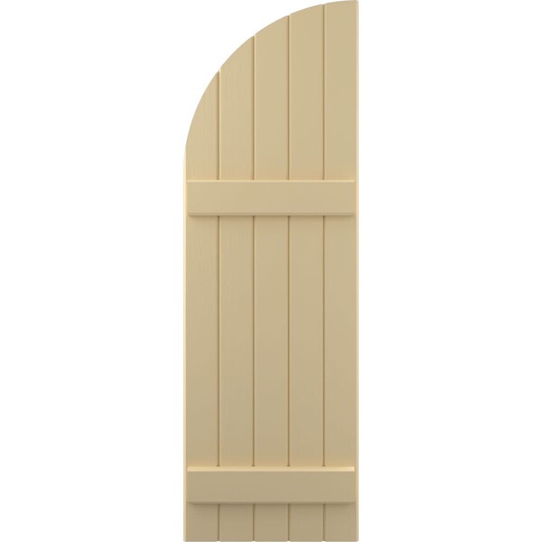 Ekena Millwork Americraft 5-Board (2 Batten) Wood Joined Board-n-Batten Shutters w/ Arch Top, ARW101BQ518X32NTH, PR - ARW101BQ518X32NTH